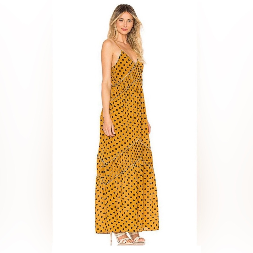 House of Harlow 1960 Mustard Polka Dot Maxi Dress